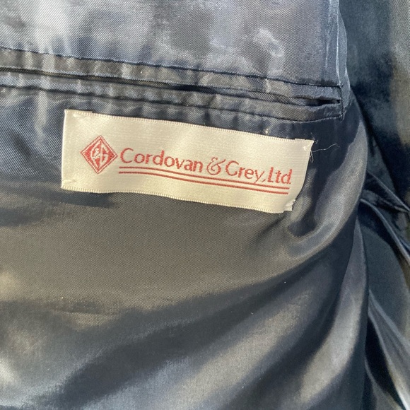 Wool Cordovan & Grey Navy Double-Breasted Blazer with Gold Buttons Sz 42L - Picture 14 of 16